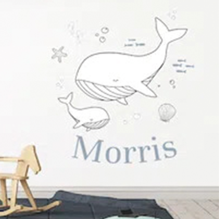 Muursticker met illustratie walvis